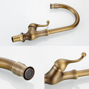 Antik-Messing-Finish Küchenarmatur Bronze Einhand-Warm- und Kaltwasser-Waschtischarmatur 360 drehbare Waschbecken-Mischbatterien EK5013