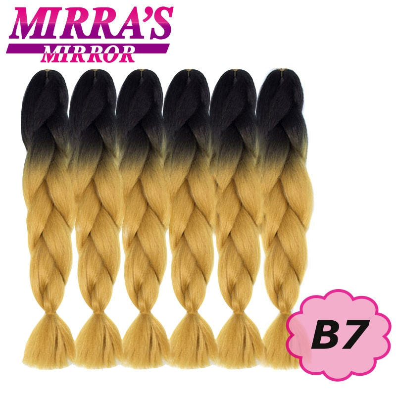 24 Zoll Jumbo Braids Synthetisches Haar für Box Braid Ombre Braiding Hair Extensions Three Tone Schwarz Braun Blau Pink Mirra's Mirror