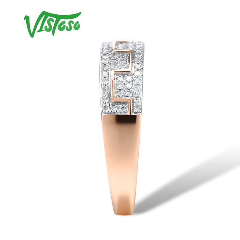 VISTOSO Goldringe für Frauen, echter 14 Karat 585 Roségold-Ring, funkelnder Diamant, Versprechen, Verlobungsringe, Jahrestag, feiner Schmuck