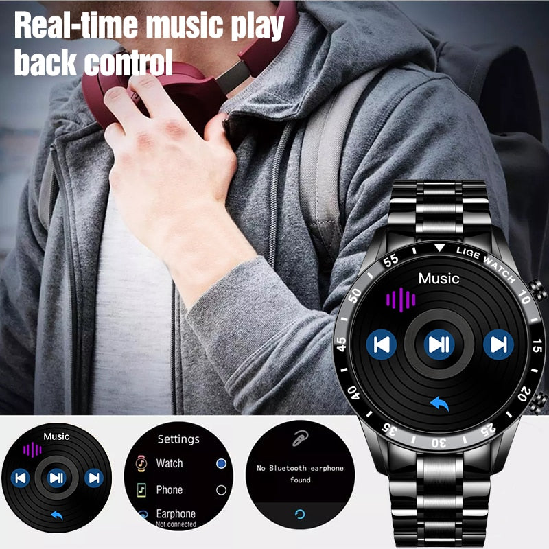 LIGE 2022 Smart Watch Herren Full Touch Sport Fitness Uhr Blutdruck Wasserdicht Bluetooth Anruf Für Android Ios Smartwatch Herren