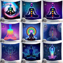 Estatua de Buda indio meditación 7 Chakra tapiz colgante de pared Mandala tapices tela de pared alfombra de Yoga psicodélica decoración Bohemia