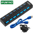 USB HUB 3.0 4 7 Port USB Multi Splitter mit Netzschalter Netzteil Adapter für Macbook PC Computer Laptops Notebook Zubehör