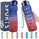 ZOMAKE 32 Unzen motivierende Wasserflasche mit Zeitmarkierung, auslaufsichere Sportwasserflasche BPA-frei, Fruchtwasserflasche Sport 1 Liter