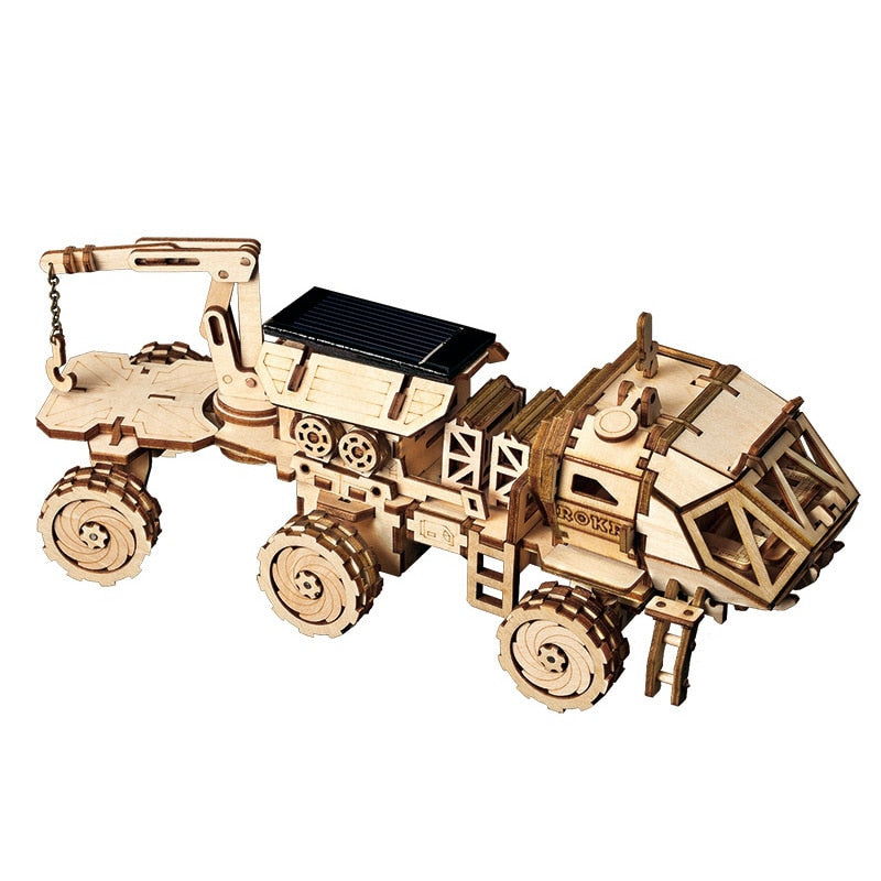Robotime 3D Puzzle 4 Kinds Moveable Wooden Toys Space Hunting Solar Energy Building Kits Gift for Children Teens Adult LS402