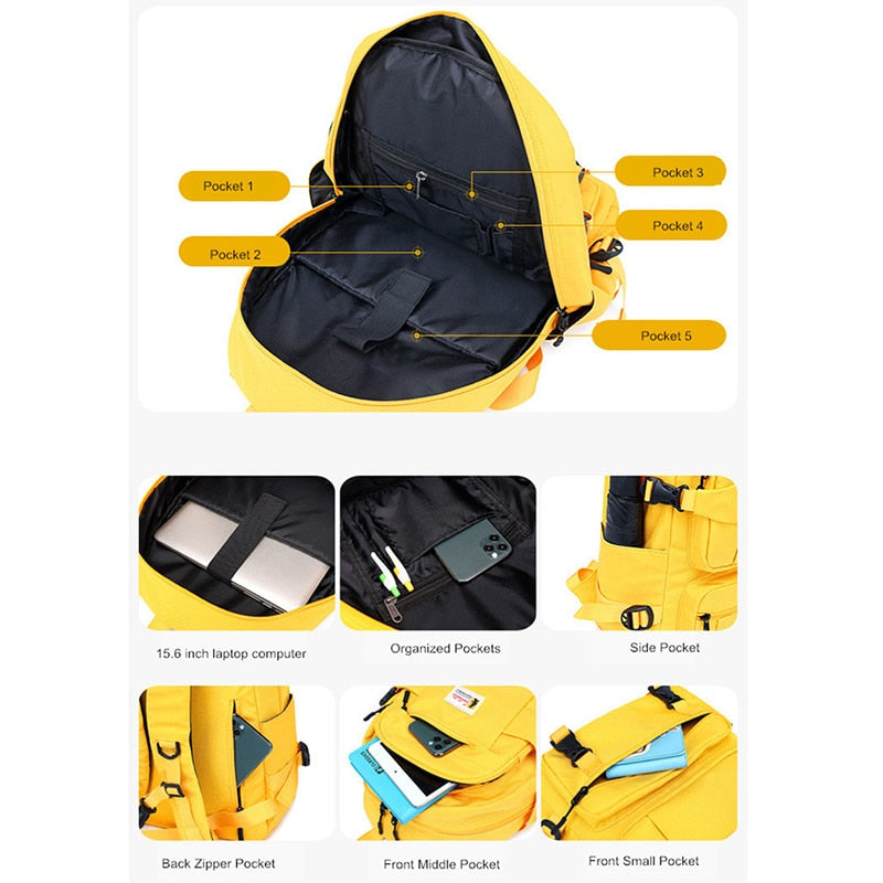 Mochila amarilla de moda para niños, mochilas escolares para niñas, mochila escolar grande Oxford impermeable para adolescentes, mochila escolar para niños