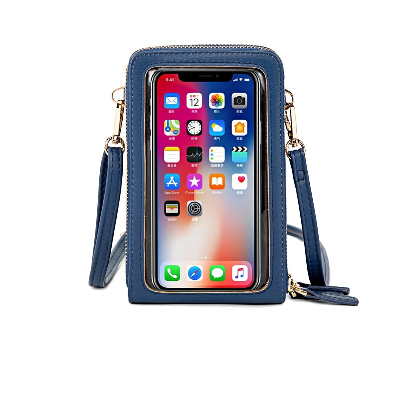 HEISSE transparente berührbare Handy-Taschen-Frauen-Umhängetasche Pu-Leder-Damen-Crossbody-Beutel-weibliche kleine Handtaschen-Geldbörse