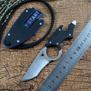 Y-START MK5002 cuchillo de utilidad de cuello multifuncional para acampar al aire libre EDC caza hoja fija D2 con estuche G10 multiherramientas