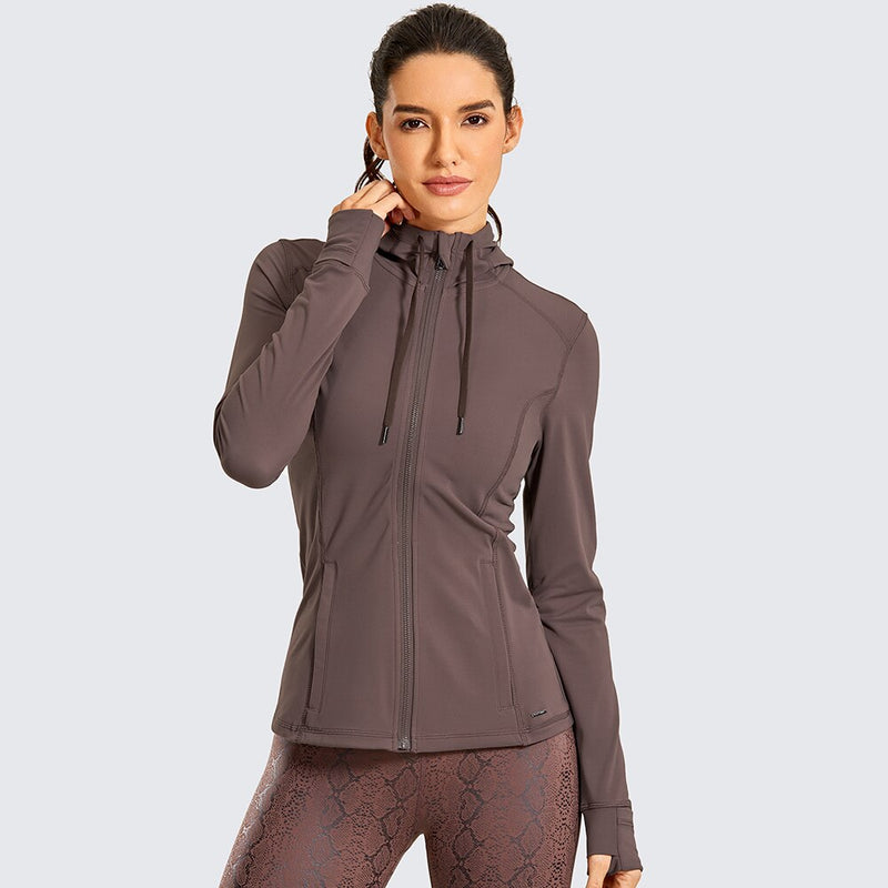 Sportbekleidung Damen Sportjacke Damen matt gebürstet Full Zip Hoodie Mäntel Oberbekleidung mit Kapuze Workout Sportjacken Taschen