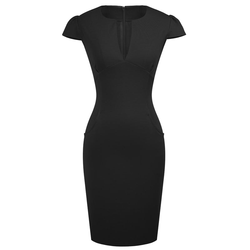 Summer Charming Sexy Celebrity Style Fashion Pockets Knee-length Bodycon Slim Business Sheath Party Dress E521