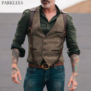 Woll-Tweed Herren Anzug Westen Viktorianisch Steampunk Cosplay Herren Weste mit Wildleder Gentleman Groomman Hochzeit Slim Fit Herren Gilet