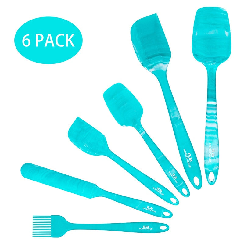 6 Pcs Kitchen Utensils Set Kitchenware Spatula Spoon Scraper Brush Tools Silicone Baking Cooking Cake Accessories