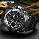 SANDA Marke Herrenuhr Military Outdoor Sports Wasserdichte Uhren Dual Display Quarz LED Digitaluhr Relogio Masculino