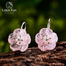 Lotus Fun echte 925 Sterling Silber Ohrringe handgefertigt Designer feiner Schmuck Blume im Regen Mode Ohrringe für Frauen