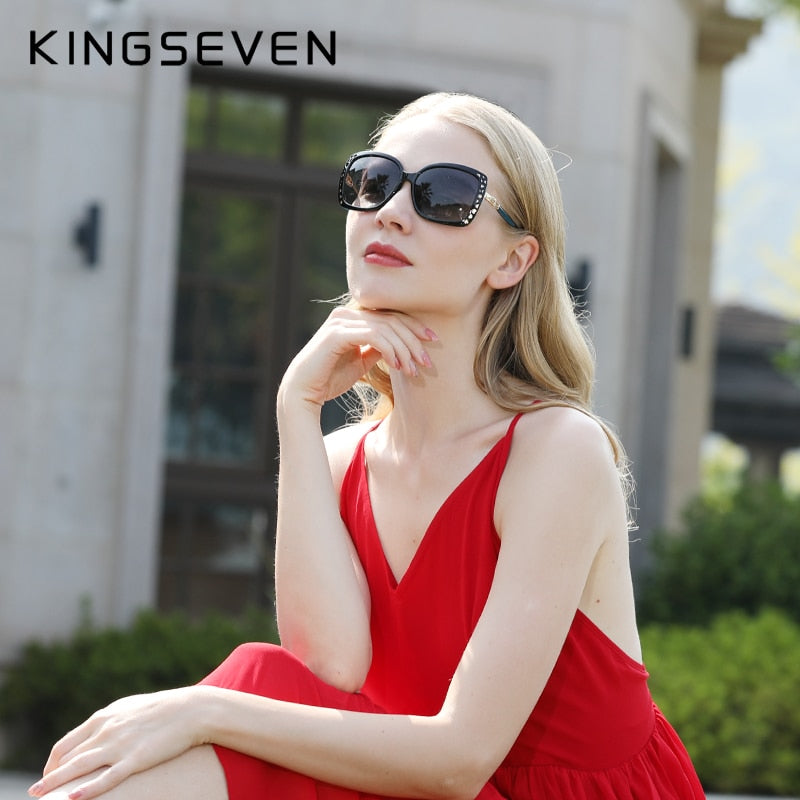 KINGSEVEN 2021 Damenmode Marke Designer Polarisierte Sonnenbrille Schmetterling Rahmen Sommer Gradient Lens Sonnenbrille Retro 7215