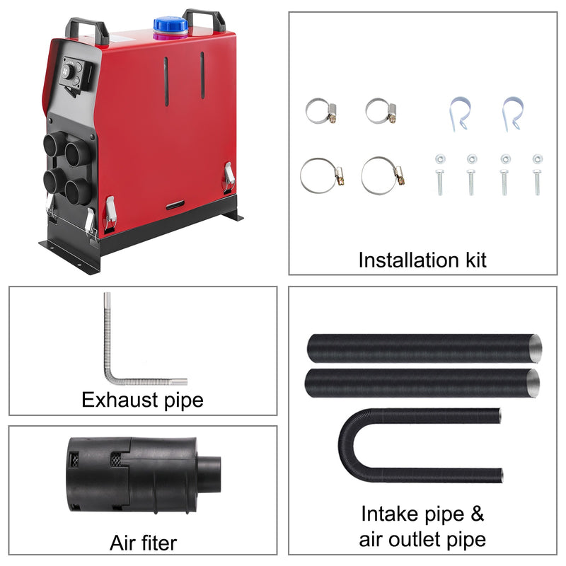 VEVOR 5KW 12V Diesel-Lufterhitzer 4 Luftauslässe All-in-One mit LCD-Schalter und Fernbedienung für PKW-Bus Wohnmobil LKW Wohnmobil Vans