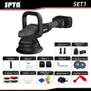 SPTA 18 V 5-Zoll-Akku-Autopolierer Dual Action 15 mm Orbit Poliermaschine mit variabler Geschwindigkeit und 4000-mAh-Akku zum Polieren