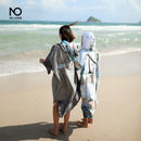 Nu-Juni Wickeltuch Strandtuch Mikrofaser Wickelrobe Umhang Herren Damen Bademantel Kapuzen Surf Poncho Handtuch Badeanzug Beachwear