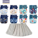 Elinfant New Passende wasserdichte Baby-Pcoket-Windeln 8 Stück graue Mesh-Stoffwindeln und 8 Mikrofaser-Einsätze