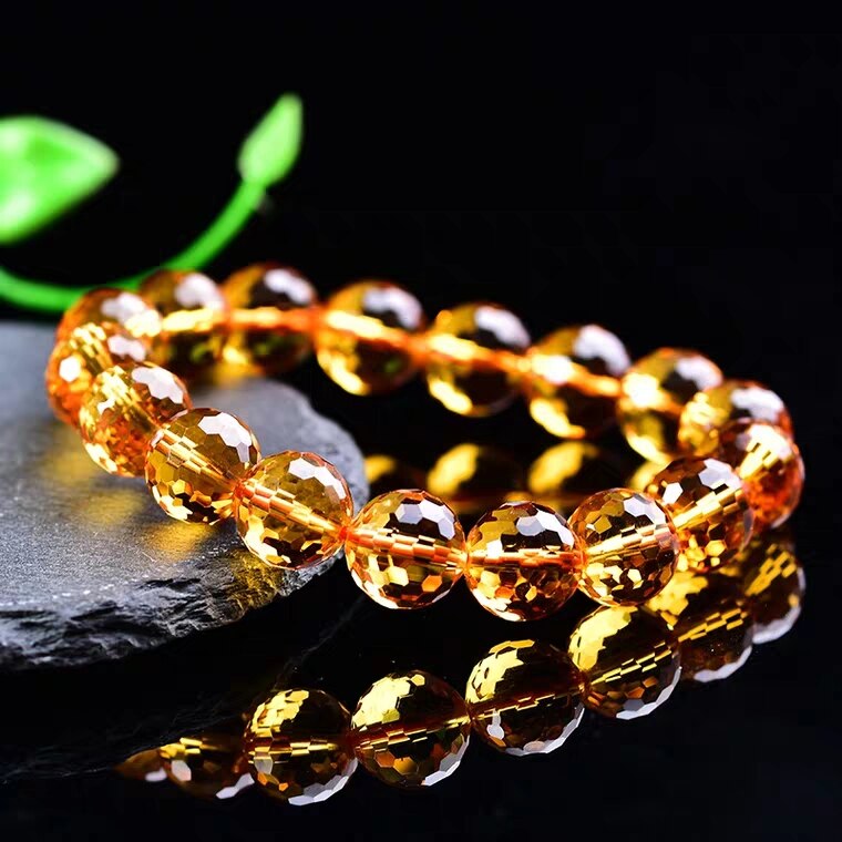 Echter natürlicher gelber Citrin klarer runder Perlenarmband-Frauen-Mann-Kristalledelstein wohlhabend 8mm 10mm 12mm Geschenk AAAAA