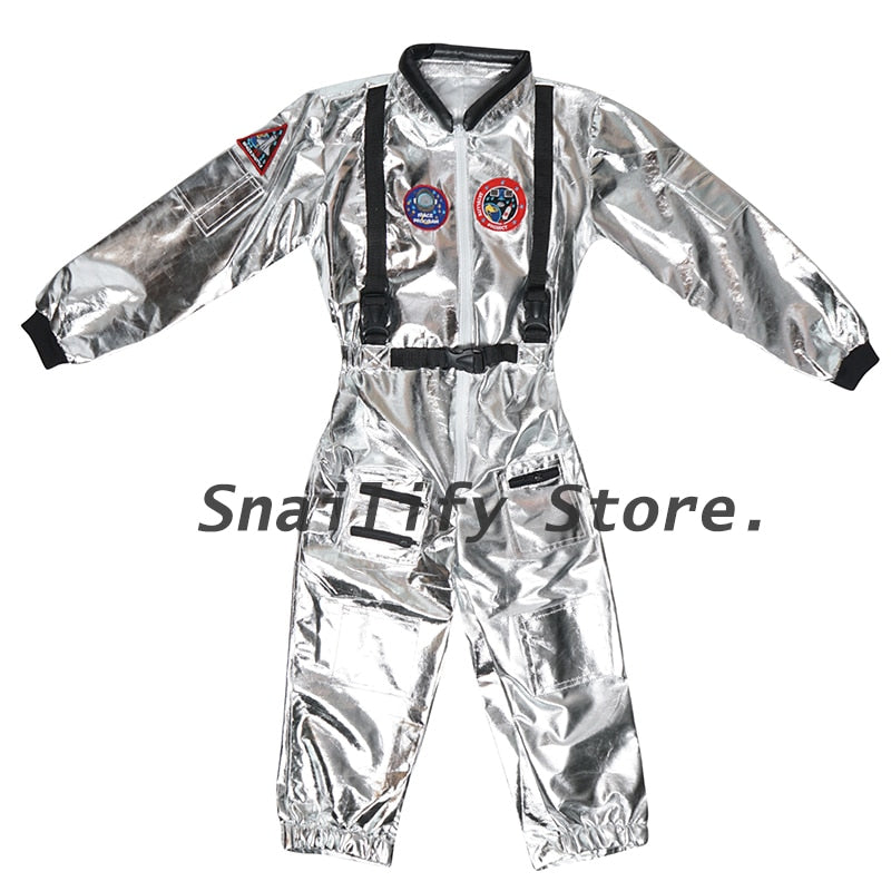 SNAILIFY Silver Spaceman Jumpsuit Boys Astronaut Costume For Kids Halloween Cosplay Children Pilot Carnival Party Fancy Dress