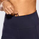 SYROKAN Atmungsaktive Luxus-Nacktgefühl-Sportshorts für Damen, hohe Taille, Bauchkontrolle, Shorts mit Seitentaschen, 15,2 cm