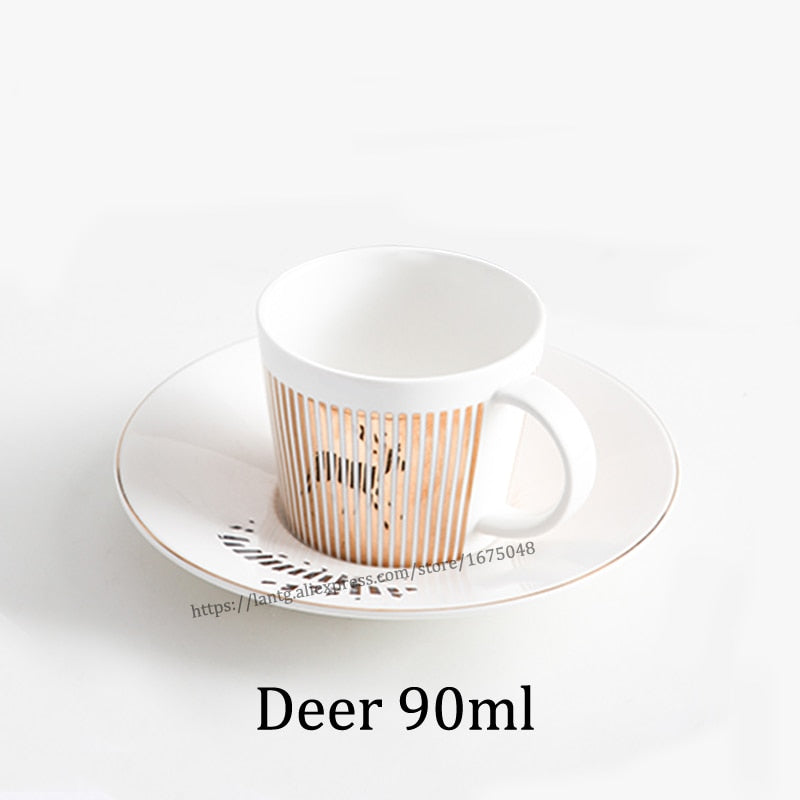 Creative Horse Anamorphic Cup Mirror Reflection Cup Hummingbird Mug Luycho Coffee Tea Set With Coaster 90ml-220ml