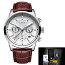 2022 LIGE Watches Mens Top Brand Luxury Clock Casual Leathe 24Hour Moon Phase Men Watch Sport Waterproof Quartz Chronograph+Box