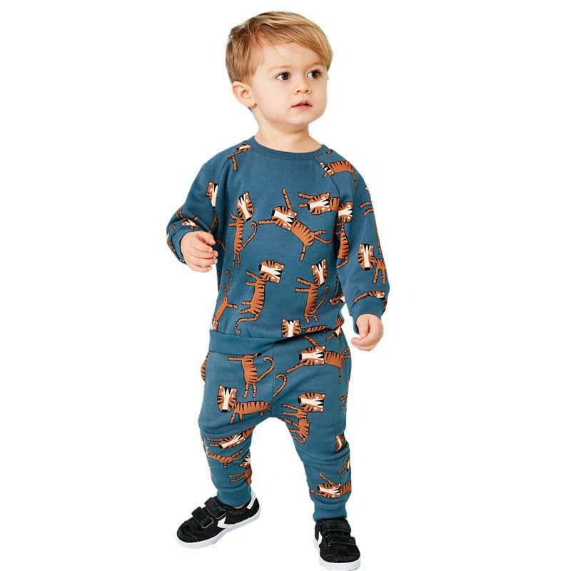 Jumping meters Long Sleeve Dinosaurs Baby Clothing Sets For Boys Girls Autumn Winter Outwear Outfits Cotton Fashion Boys Suits