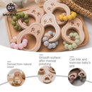 Let's Make 1PC Avocado Holz Nagetier Baby Beißring Silikon Perlen Buche Zubehör Spielzeug Dusche Geschenk Holz Rasseln Krankenschwester
