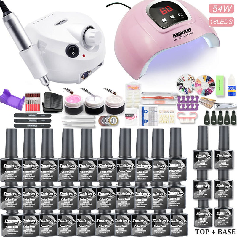 Maniküre-Set mit UV-LED-Nagellampe 120 W / 54 W Nagel-Set 30/20 Farben Gel-Nagellack-Kit-Sets Werkzeugset mit Nagelbohrmaschine