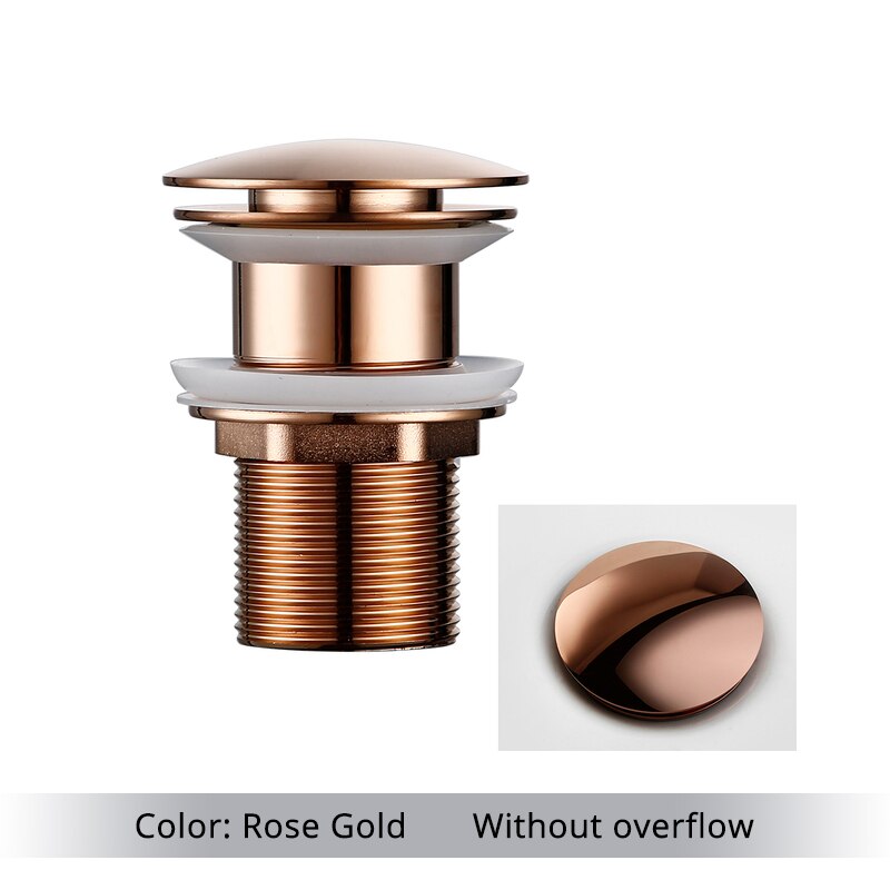 Bathroom Basin Sink Pop-Up Drain Waste Stopper Bathroom Faucet Accessories Solid Brass Material Black Chrome Rose Brushed Gold