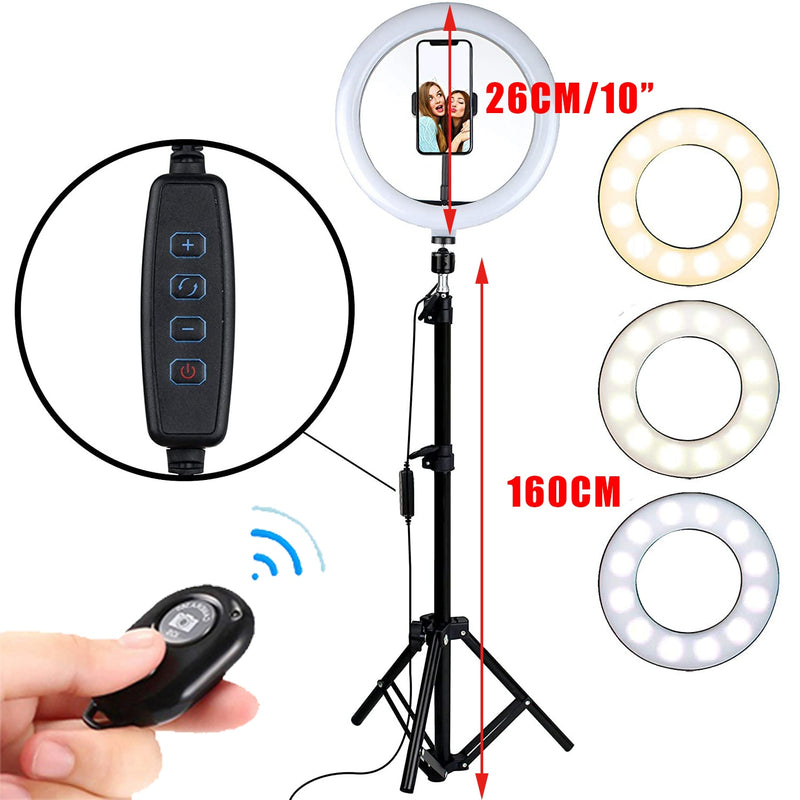 Anillo de luz LED de relleno, trípode de 160CM, soporte para teléfono, maquillaje para Selfie, transmisión en vivo, lámpara de fotografía regulable de YouTube