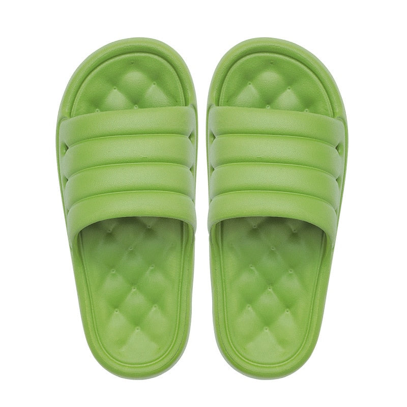 Bonitas pantuflas para el hogar de Color caramelo, plataforma de 3,5 cm, parte inferior gruesa, toboganes suaves antideslizantes, suelas de masaje, zapatos de baño para hombres y mujeres