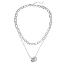 European and American retro portrait of exaggerated thick chain necklace double personality chain hip-hop neck chain short colla