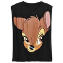 Disney T-Shirt Vintage ärmelloses Schulterpolster Bambi Deer Cartoon Print Harajuku Damen T-Shirt O-Neck Chic Cotton T-Shirt Top Female
