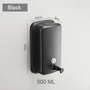 Dispensador de jabón de 500/800/1000/1200 ml, montaje en pared, dispensador de jabón de acero inoxidable 304 negro, bomba de jabón de baño a prueba de fugas