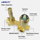 Badezimmer-Duschgarnitur aus gebürstetem Gold, massivem Messing, Rianfall-Kopf, Badewannenarmatur, Wandmontage, Deckenarm, Mischbatterie, Wassersystem, schwarz