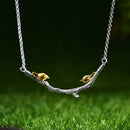 Lotus Fun Echt 925 Sterling Silber Natürlicher Original Handgemachter Feiner Schmuck 18 Karat Gold Vogel auf Zweig Halskette für Frauen Geschenk Bijoux