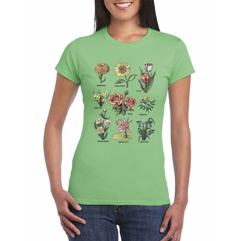 Wildflower T Shirt Frauen Sunshine Plant Rose Save Bees Mädchen T-Shirt Damen Tops Femme Kleidung Grafik T-Shirts Frau T-Shirts