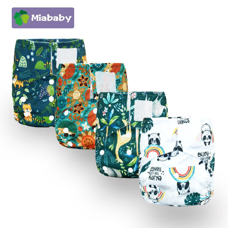 Miababy Hook&amp;Loop OS Taschen-Stoffwindel, mit einer Tasche, wasserdicht und atmungsaktiv, für 3-15 kg Babys