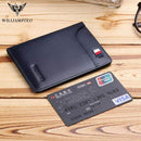WILLIAMPOLO Slim Wallet Herren hochwertiges Leder Mini Wallet kurzes vertikales Kartenpaket pl296