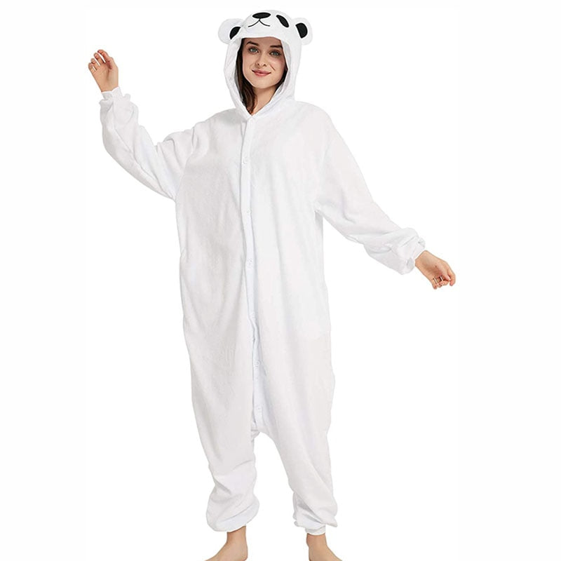 Cartoon Pijamas Onesies für Erwachsene Eisbär Kigurumi Pyjamas Frauen Tier Weiß Kostüm Männer Cosplay Pyjama für Halloween Party