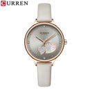 CURREN Uhren Damenmode Leder Quarz Armbanduhr Charming Strass Weibliche Uhr Zegarki Damskie