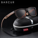 BARCUR Quadratische Sonnenbrille Bambus Damen Braun Holz Sonnenbrille Herren Polarisiert Vintage oculos de sol lunette de soleil femme