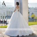 Mode Applikationen Spitze Brautkleid Perlen Langarm Illusion Ballkleid Vestido De Novia Prinzessin LelaAcra S102 Brautkleid