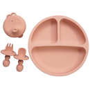 Baby Accessories Toddler Feeding Silicone Dinner Plate Waterproof Soft Infant Fork Spoon With Portable Kids Silicone Cup Cover