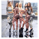 Camo Yoga-Set Damen Seamless Fitness Camouflage Gym Set High Waist Gym für Damen Leggings Atmungsaktiver Langarm-Yoga-Anzug