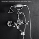 Luxury Crystal Handle Bathtub Gold Brass Faucet with Hand Shower Telephone Type Bath Faucets Sets Mixer Tap Wall Mounted EL8310G