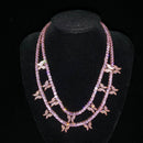 Fashion Iced Out Bling Schmetterling Choker Anhänger Halskette Gold Silber Farbe mit 4mm Tenniskette Hip Hop Schmuck für Männer Frauen