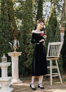 2020 neue Mode Damenbekleidung Herbst und Winter Samtkleider Slash Neck Vintage Kleid Frauen